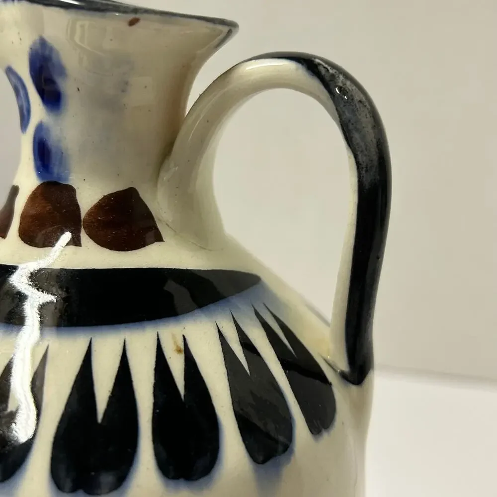 Vintage Signed‎ Tonala Mexican Pottery Hand painted Ceramic Jug